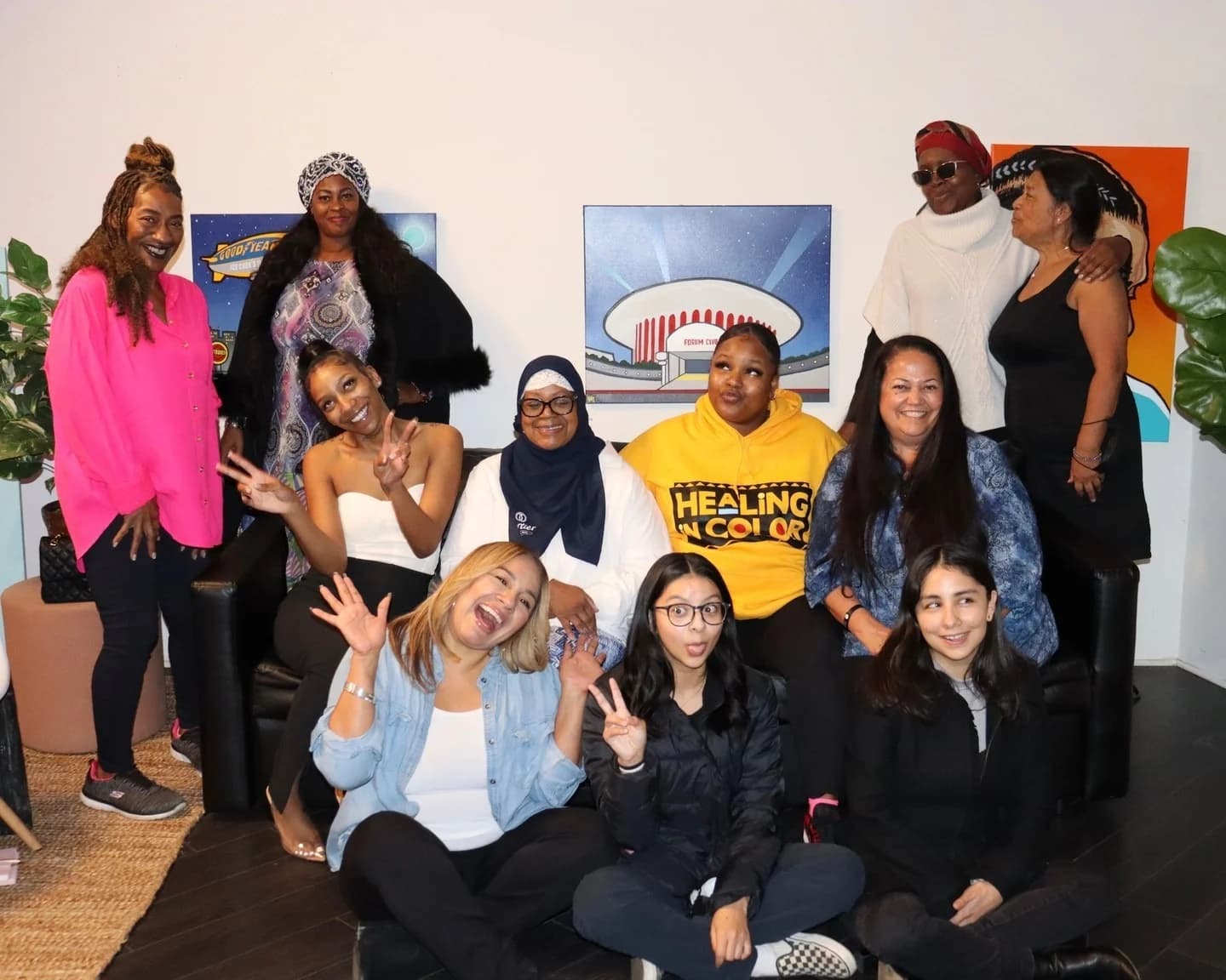 A group gathered together for a community photograph.
